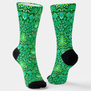 Art Nouveau Hyacinth Print, Emerald Green Socks