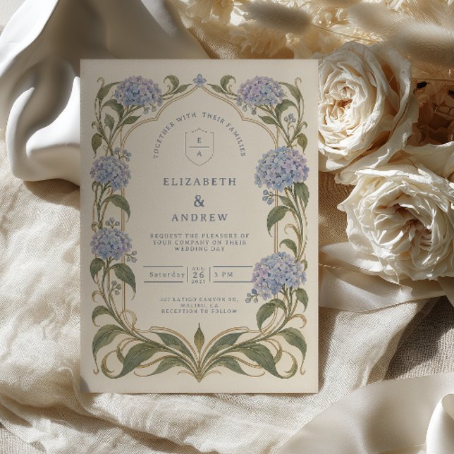 Art Nouveau Hydrangea Wedding Invitation (Creator Uploaded)