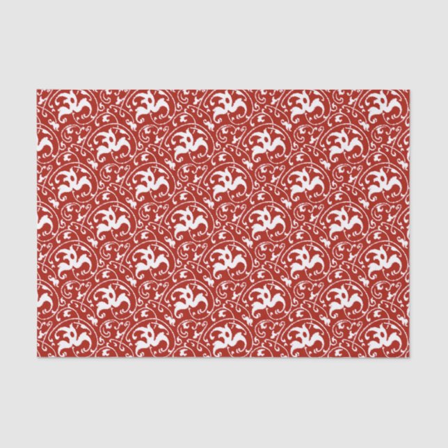 Art Nouveau Ikat - Dark Red and White Tissue Paper (Front)