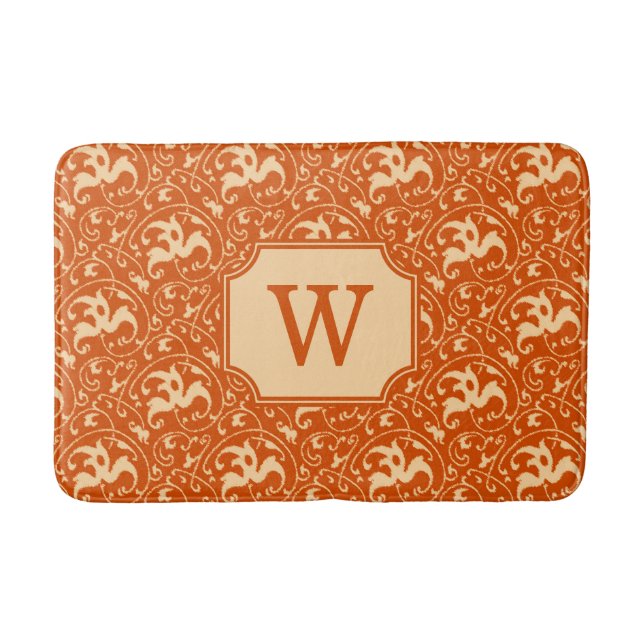 Art Nouveau Ikat - Mandarin Orange Bath Mat (Front)