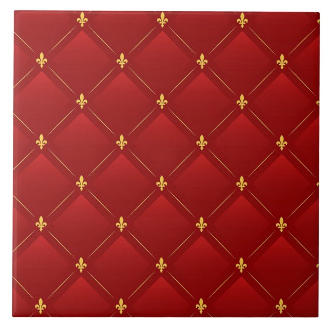 Art Nouveau in Christmas red and gold Tile (Front)