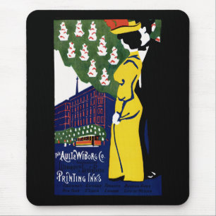 Art Nouveau Ink Ad Mouse Mat
