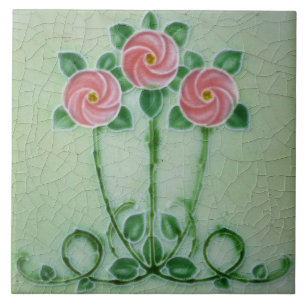 Art Nouveau Inspired Crackle Glaze Tile