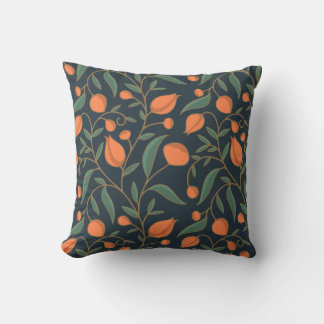 Art Nouveau inspired Elegant Orange Vining Floral  Cushion