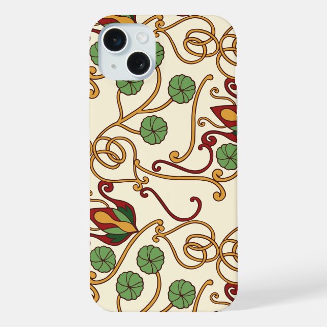 Art Nouveau-inspired floral design iPhone Case (Back)