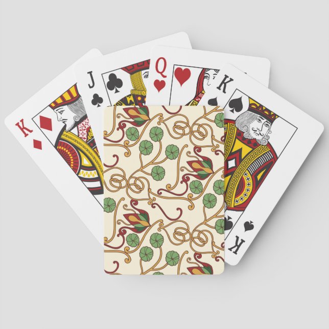 Art Nouveau-inspired floral design Playing Cards (Back)
