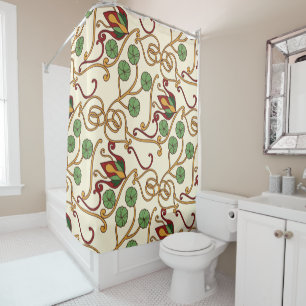 Art Nouveau-inspired floral design Shower Curtain