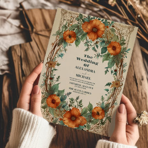 Art Nouveau Inspired Floral Symphony Wedding Invitation