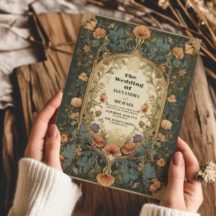 Art Nouveau Inspired Floral Symphony Wedding Invitation