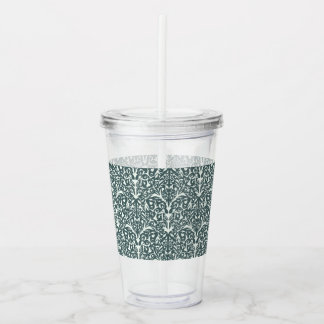 Art Nouveau Inspired Florals Clear Tumbler - Green