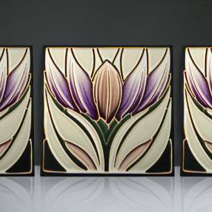 Art Nouveau-Inspired Lisbon Jacaranda Blossom Tile