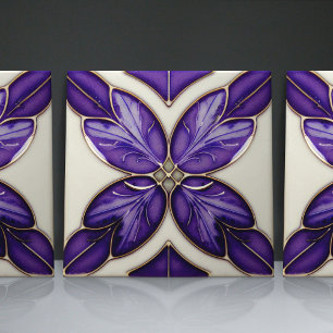 Art Nouveau-Inspired Lisbon Jacaranda Blossom Tile