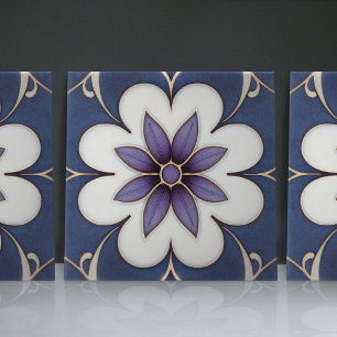 Art Nouveau-Inspired Lisbon Jacaranda Blossom Tile