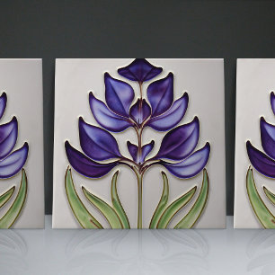 Art Nouveau-Inspired Lisbon Jacaranda Blossom Tile