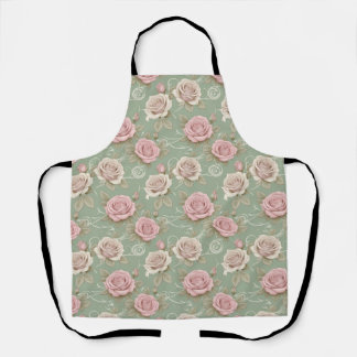 Art Nouveau Inspired Roses In Shades Of Dusty Pink Apron
