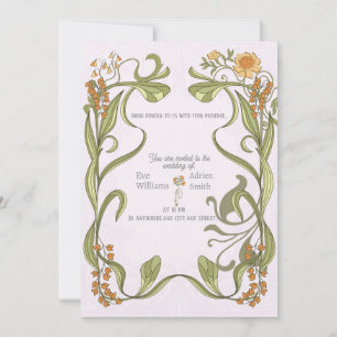 Art nouveau inspired wedding invitation