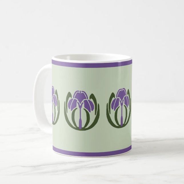 Art Nouveau Iris Coffee Mug (Front Left)