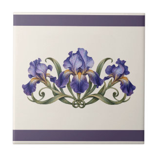 Art Nouveau Iris Custom Colour Frieze Tile