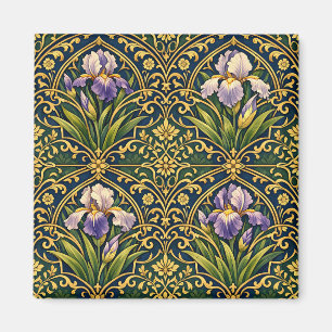 Art Nouveau Iris Floral Damask Magnet