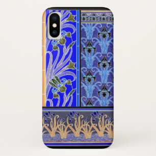 Art nouveau iris flower blue verneuil elegant  iPhone x case