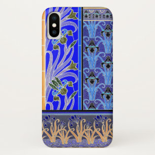 Art nouveau iris flower elegant blue verneuil  iPhone x case