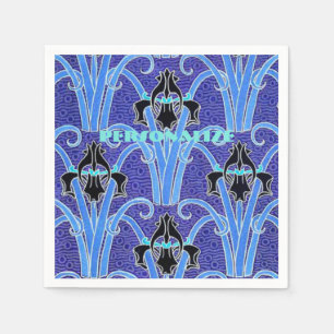 Art nouveau iris flower elegant vintage art napkin