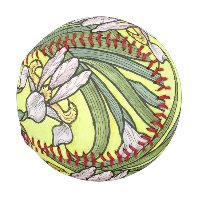 Art Nouveau Iris Flowers Floral Baseball (Front Right)