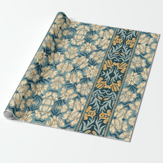 Art Nouveau Iris in Blue Wrapping Paper