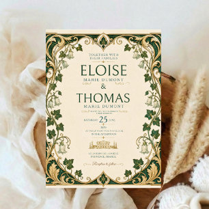 Art Nouveau Ivy Wedding Vintage Botanical Elegant Invitation
