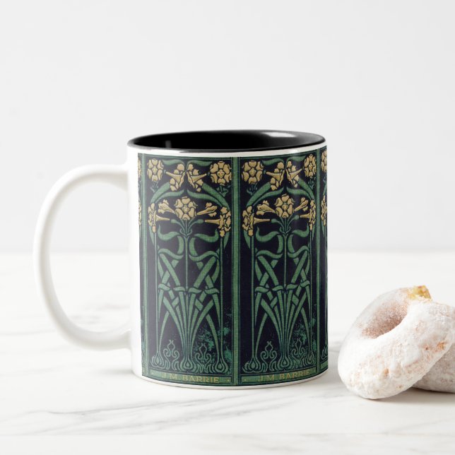 Art Nouveau J.M.Barrie  Two-Tone Coffee Mug (With Donut)