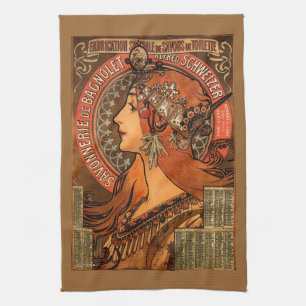 Art Nouveau Jewelled Lady Kitchen Towel