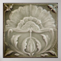 Art nouveau jugendstil flower tile crackle finish