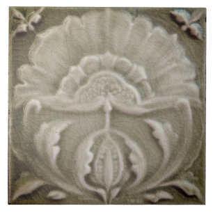 Art nouveau jugendstil flower tile design brown