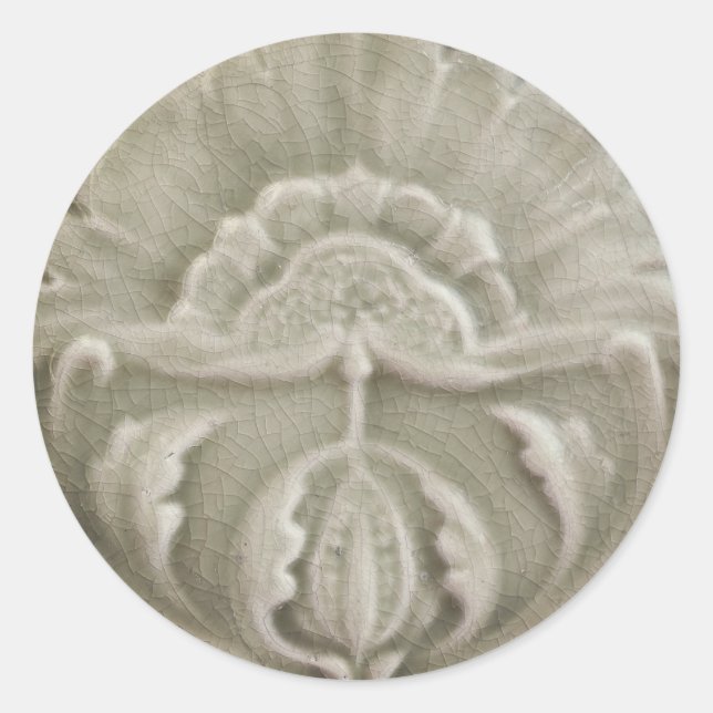 Art nouveau jugendstil flower tile design brown classic round sticker (Front)