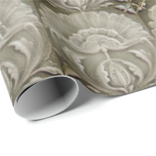 Art nouveau jugendstil flower tile design brown wrapping paper