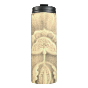 Art nouveau jugendstil flower tile gold cream thermal tumbler