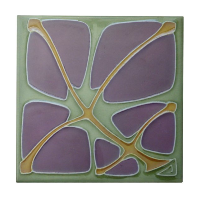 Art Nouveau Jugendstil Reproduction Antique Floral Tile (Front)