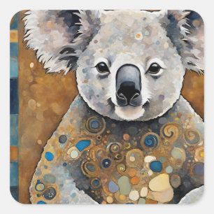 Art Nouveau Koala Bear Square Sticker