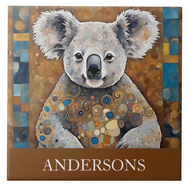 Art Nouveau Koala Bear Tile (Front)