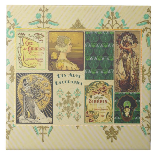 Art Nouveau Ladies Ceramic Tile (Front)