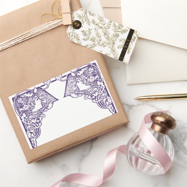 Art Nouveau Ladies Customisable Rectangular Sticker (Gifting)