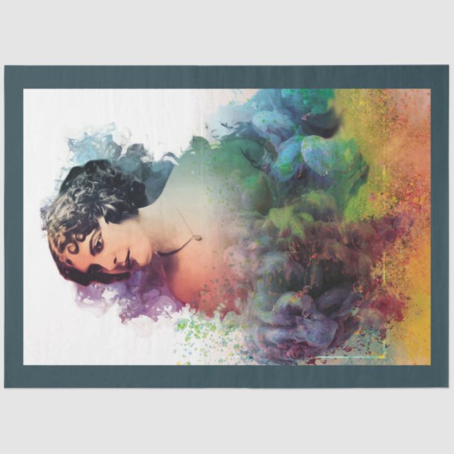 Art Nouveau Lady 13 Decoupage Tissue Paper (Front)