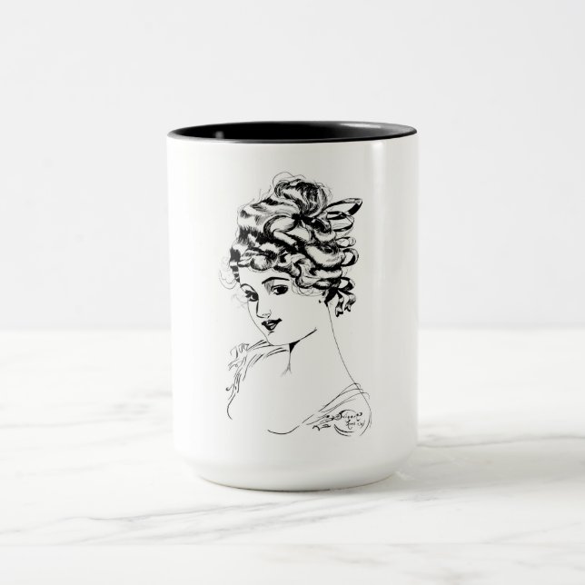 Art Nouveau Lady 1917 Fine Art  Mug (Center)