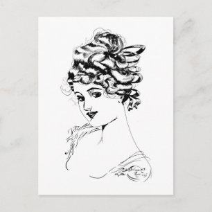 Art Nouveau Lady 1917 Fine Art  Postcard