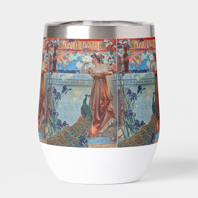 Art nouveau  lady and peacock (Back)