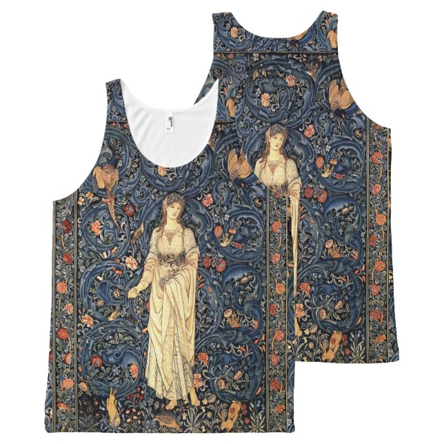 Art Nouveau Lady Flowers Birds Rabbits Tank Top (Front and Back)