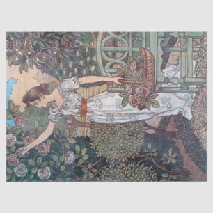 Art Nouveau Lady Garden French Flower Decoupage 2 Tissue Paper