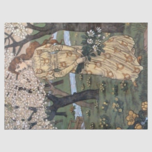 Art Nouveau Lady Garden French Flower Decoupage Tissue Paper