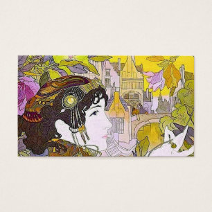 Art Nouveau Lady in a Garden