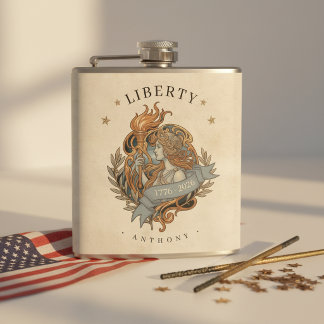 Art Nouveau Lady Liberty USA 250 Motif ID1303 Hip Flask
